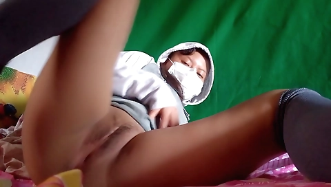 Amateur brunette student 18+ enjoys her stepbrother watching