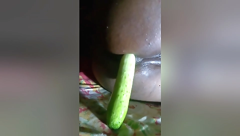 Indian girl in sexy lingerie plays with a plastic dildo