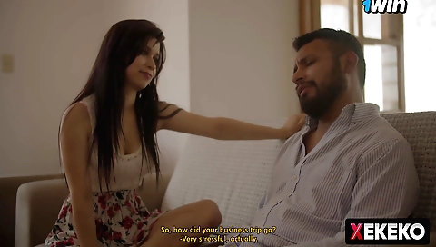 Indian girl with big boobs fucks a guy with a cock