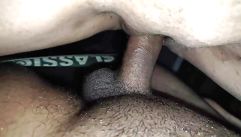 Hot stepsister-in-law leaving in the house on the sofa