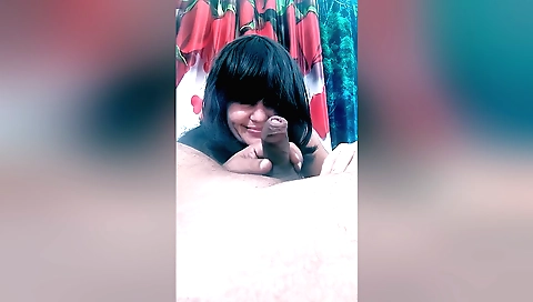 Hot brunette slut is fucked in her mouth in homemade vid