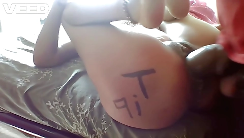 Indian babe with pink pussy rides black cock till he swallows