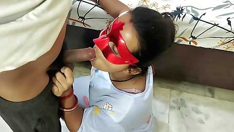 Indian teen gets her cunt deep throated by her stud