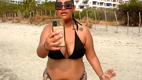 Brunette girl with big boobs gets my dick inside her