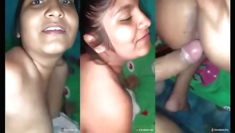 Indian girl takes her boyfriend's big dick in mouth