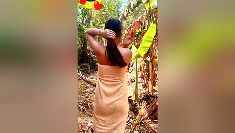 Sexy brunette shows off her curves in an outdoor video