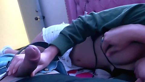 Indian girlfriend with big tits and ass is sucking