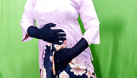 Sexy lady in bedroom enjoys passionate sex in solo