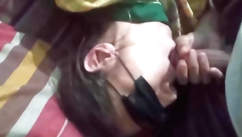 Indian hairy pussy girl with hairy pussy sucks big cock