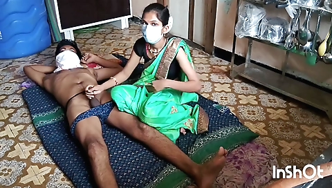 Indian girl wearing a green saree is getting fingered