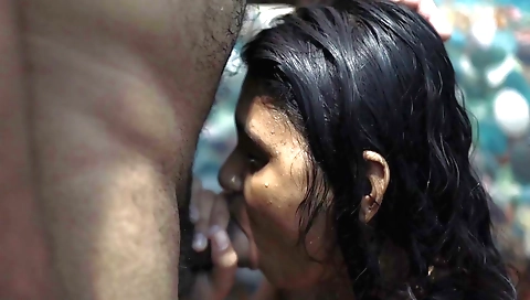 Indian stepsisters take bath and have sex in hot scene