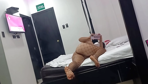 Big ass brunette in a sexy black bikini solo video