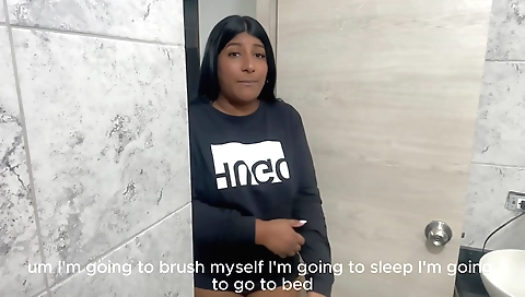 Stepson plays with his big-assed stepdaughter in shower