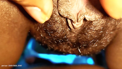 Indian babe in sexy clothes with long and hairy pussy