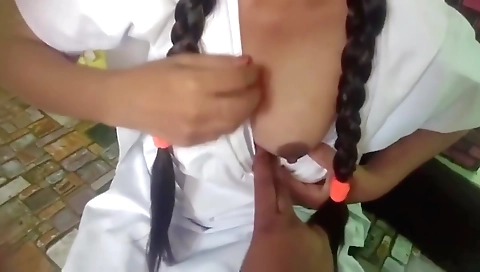 Brunette teen gets her pussy fucked in school porn scene