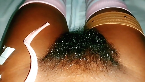 Indian girl with a hairy pussy plays with her boyfriend