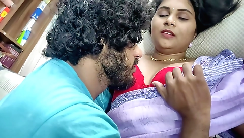 Indian couple fucks on the floor and navel licking