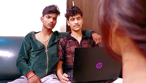 Big tits brunette milf gets fucked by her stepson and stepmom