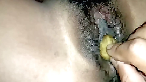 Indian brunette gets fingered and fingered by a toy