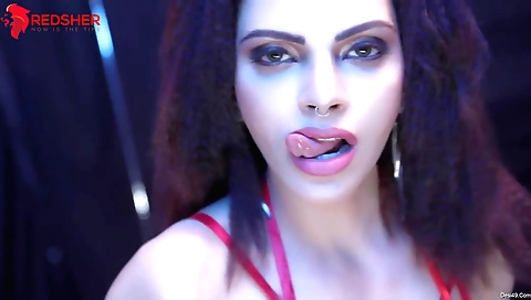 Sexy brunette red dragon makes her first solo video