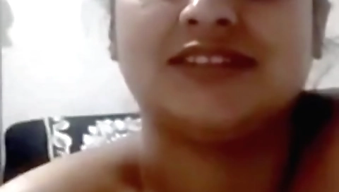Indian teen with big tits talks with her lover in web camera