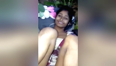 Indian amateur brunette hairy in outdoor pov video