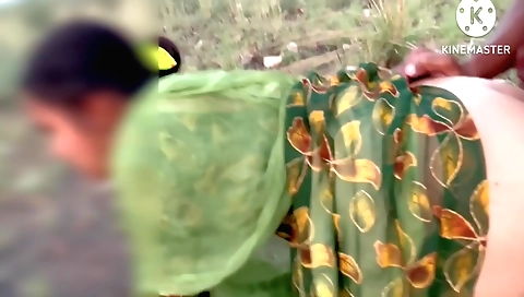 Busty brunette with natural tits was playing in the jungle