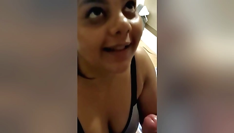Indian chick in a sexy bikini takes a dick in her mouth