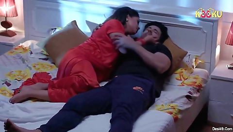 Hot brunette in a sexy white bikini is going to get banged