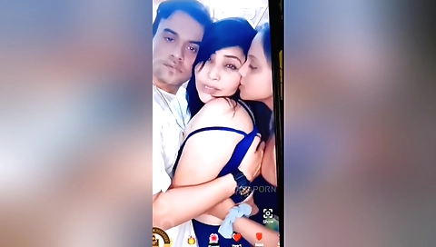 Big ass brunette chick fucking with a big cock kid in webcam