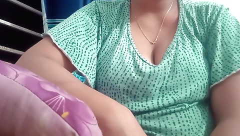 Busty milf in a nice blouse makes herself a little bit more horny