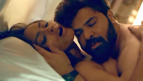 Horny brunette enjoys a movie on HD and watches a sex scene