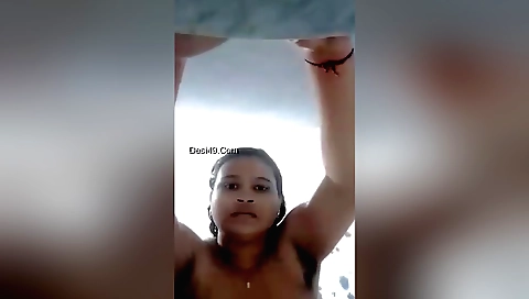 Indian chick with hairy pussy is showing off her body