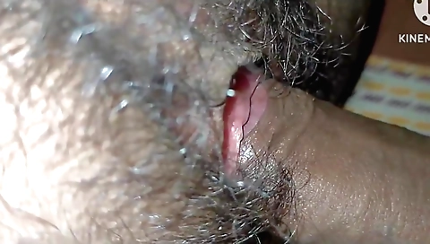 Indian hairy babe with a big natural bush enjoys a great one